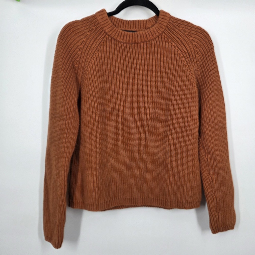 Quince 100% Organic Cotton Fisherman Crew Sweater Redwood Brown Womens Medium